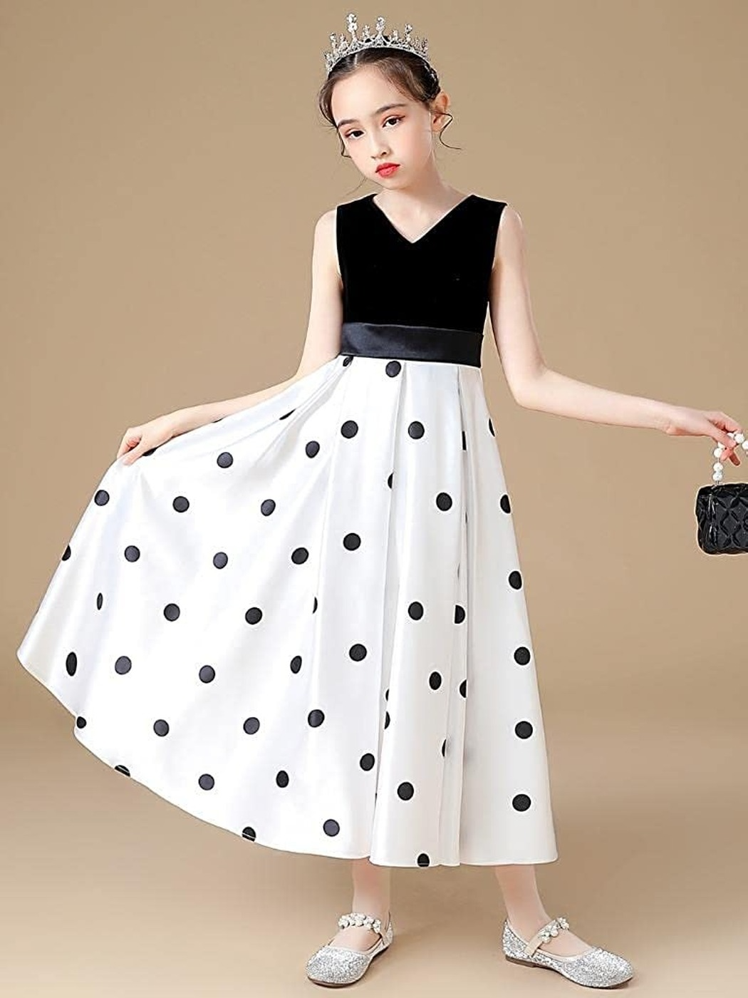 Girls Dresses Online Polka Dots V-Neck ...